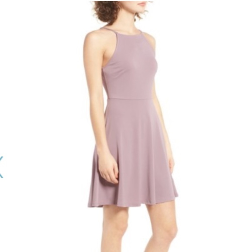Lush Lavender Light Purple Ava Stretchy Swing Halter neck Dress